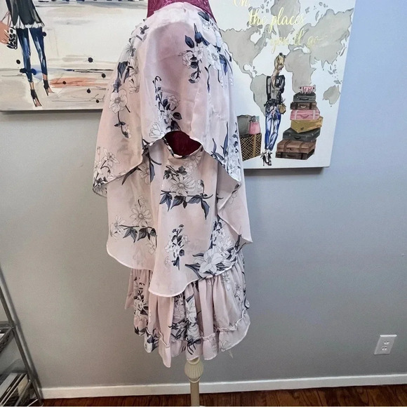 MISA Los Angeles Pink Floral Print Ruffle Mini Dress Women Size S - Picture 3 of 9